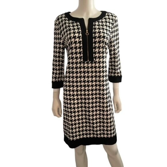 Isabella DeMarco Black & White Houndstooth Dress 12 - Picture 1 of 5